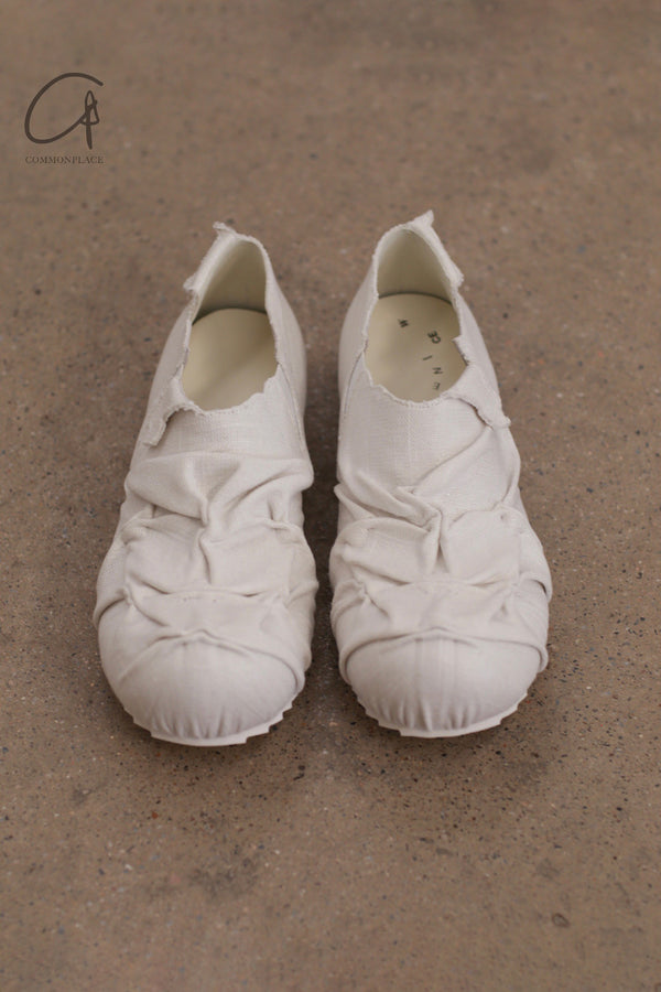 VeniceW Linen Pleated Shoes Thailand VCW-S-22-WHITE